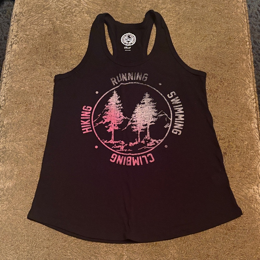 SO Black and Pink Graphic Tank Top